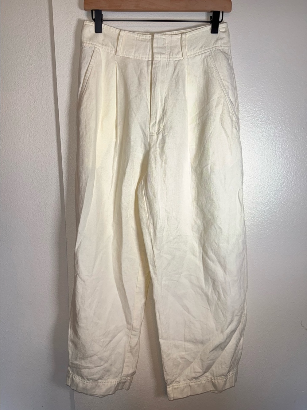 APIECE APART light butter yellow chino barrel leg high waisted classic pants 4